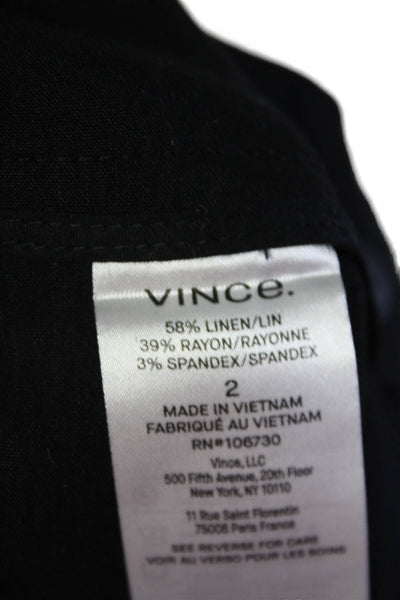 Vince Women's Button Closure Flat Front Straight Leg Dress Pants Black Size 2