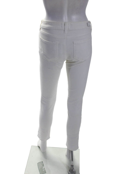 Paige White Womens High Rise Skyline Ankle Peg Jeans White Denim Size 25