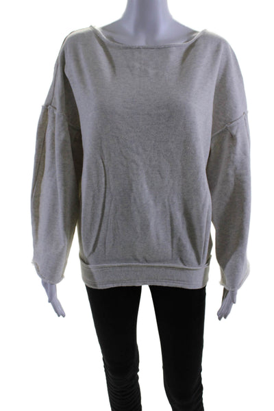 Free People Womens Cotton Embroidered Long Sleeve Sweatshirt Top Beige Size XS