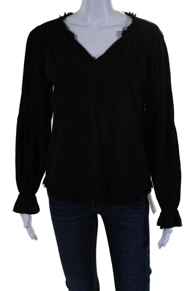 Maven West Womens Long Sleeves V Neck Pullover Blouse Black Size Small