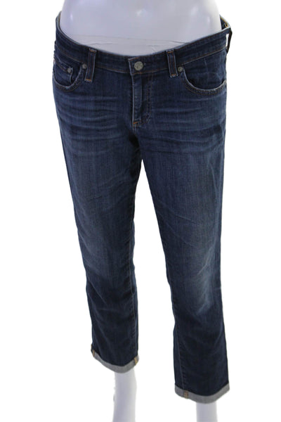 AG Adriano Goldschmied Womens Blue Slit Roll Up Cigarette Leg Jeans Size 29R