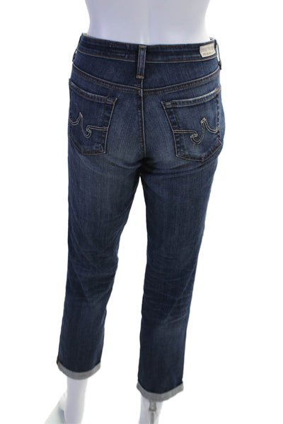 AG Adriano Goldschmied Womens Blue Slit Roll Up Cigarette Leg Jeans Size 29R