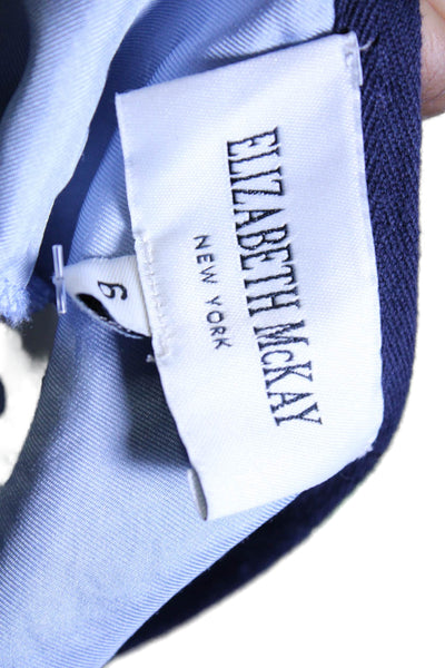 Elizabeth McKay Womens Silk Long Sleeve Contrast Trim V Neck Tunic Blue Size 6