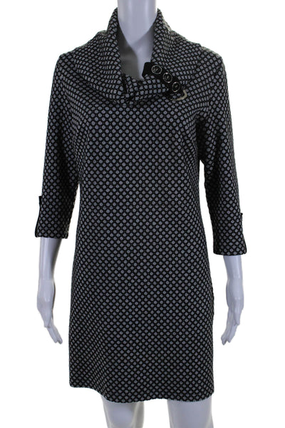 Joseph Ribkoff Womens Textured Dotted Turtle Neck Buckle Sweater Dress Black Siz