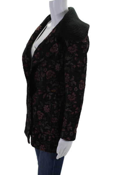 Something Navy Women's Long Sleeves Lined Double Breasted Jacket Floral Size XS