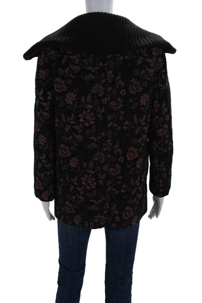 Something Navy Women's Long Sleeves Lined Double Breasted Jacket Floral Size XS