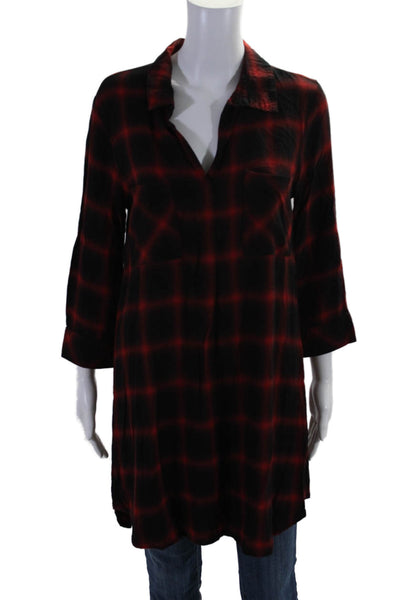 Cloth & Stone Womens Collar Long Sleeve Plaid Button Up Shirt Red Size M