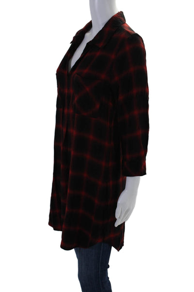 Cloth & Stone Womens Collar Long Sleeve Plaid Button Up Shirt Red Size M