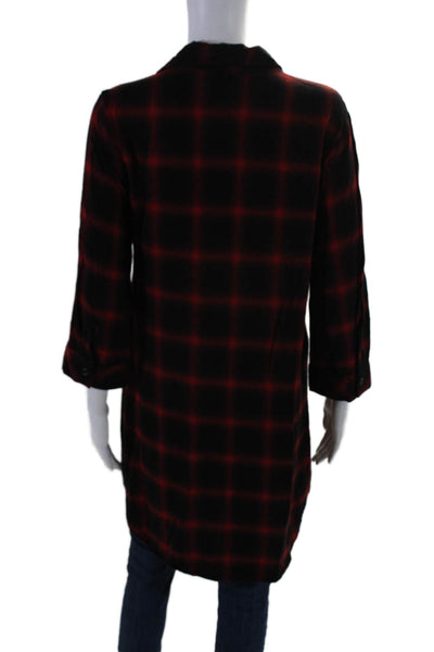 Cloth & Stone Womens Collar Long Sleeve Plaid Button Up Shirt Red Size M