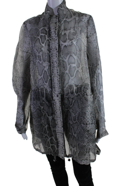 Per Se Women's Long Sleeves Full Zip High Neck Basic Snake Print Jacket Size 10