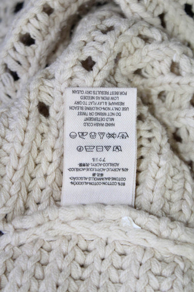 Free People Womens Cotton Knitted Sleeveless Turtleneck Blouse White Size S