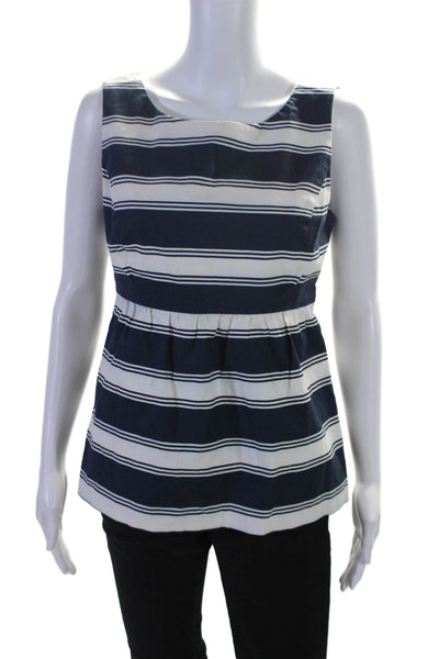 Vineyard Vines Girls Cotton Striped Sleeveless Charmed Ruffled Dress Blue Size 4