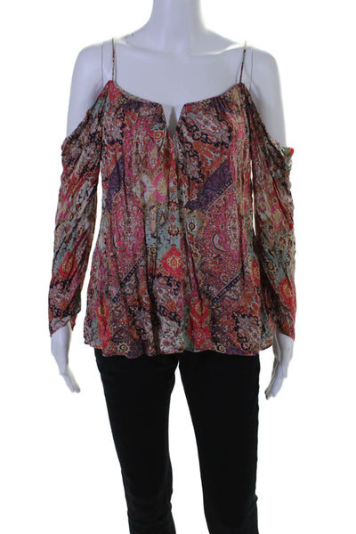 Artelier Nicole Miller Women's V-Neck Spaghetti Straps Multicolor Blouse Size S