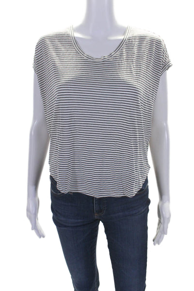 Allsaints Womens Short Sleeve Striped T Shirt Black White Size Small