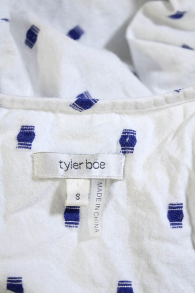 Tyler Boe Womens Long Sleeve V Neck Spotted Flare Dress White Size Small