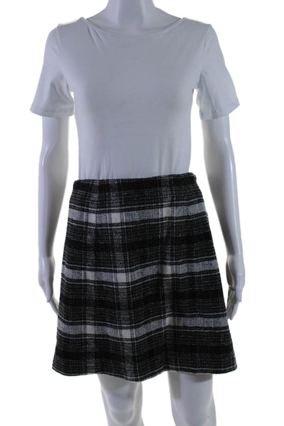 Tyler Boe Womens Back Zip Check Print Knee Length Skirt Black Size 4