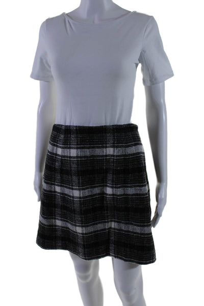 Tyler Boe Womens Back Zip Check Print Knee Length Skirt Black Size 4