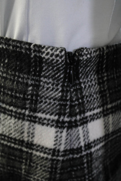Tyler Boe Womens Back Zip Check Print Knee Length Skirt Black Size 4
