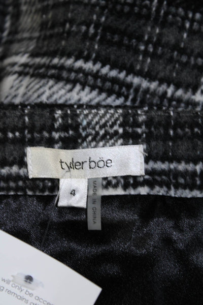 Tyler Boe Womens Back Zip Check Print Knee Length Skirt Black Size 4