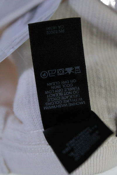 DKNY Men's Round Neck Long Sleeves Ribbed Basic T-Shirt Cream Size M
