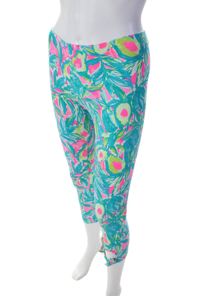 Lily Pulitzer Womens Elastic Waist Tapered Leg Abstract Print Leggings Blue XS