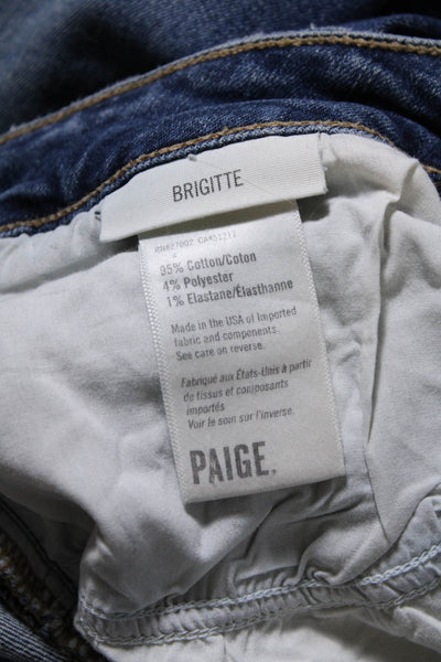 Paige Womens Cotton Straight Leg Medium Wash Logo Embossed Jeans Blue Size 32