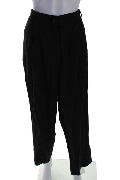 R Label The Reset Womens Lyocell Flowy Pleated Zip Button Pants Black Size XL