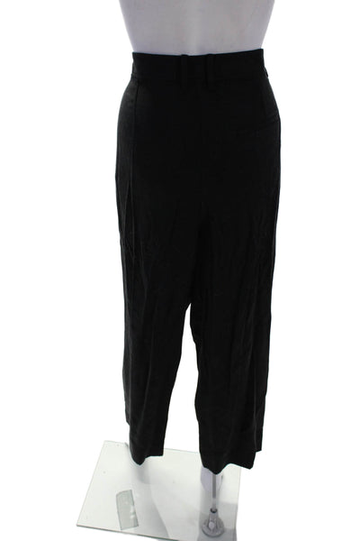 R Label The Reset Womens Lyocell Flowy Pleated Zip Button Pants Black Size XL
