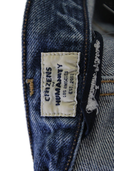 Citizens of Humanity Womens Button Medium Wash Straight Jeans Blue Size EUR 25