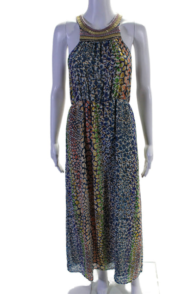 HD In Paris Womens Multicolor Printed Beaded Crew Neck Sleeveless Dress Size 0P