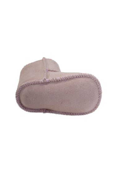 Uggs Girls Slip On Side Strap Flat Ankle Boots Suede Pink Size XS