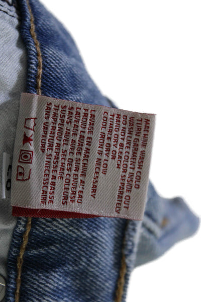 Revice Womens Blue Light Wash Distress High Rise Mini Denim Short Size 26