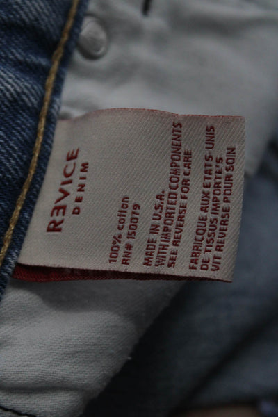 Revice Womens Blue Light Wash Distress High Rise Mini Denim Short Size 26