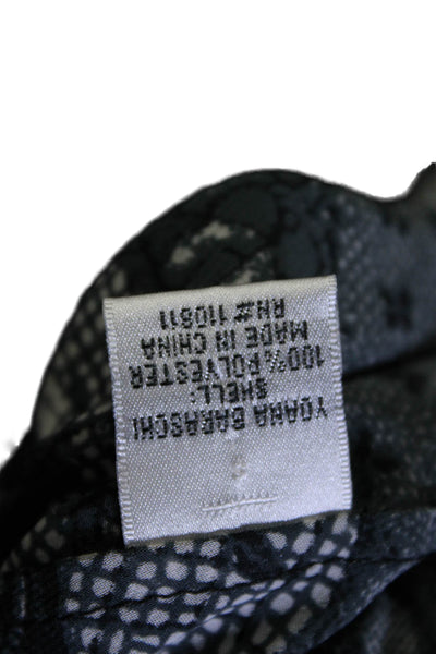 Yoana Baraschi Womens Dark Blue Floral Twist Front Sleeveless Blouse Top Size S