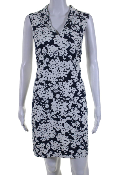 Mahi Gold Womens Floral Print Sleeveless Collared Multicolored Dress Size M