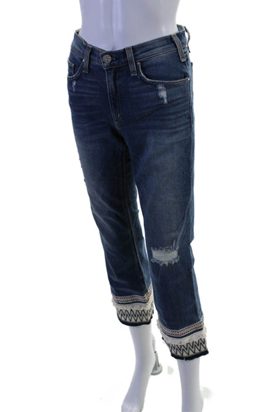 McGuire Womens Cotton Blend Five Pocket Mid-Rise Straight Leg Jeans Blue Size 28