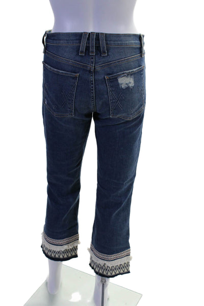 McGuire Womens Cotton Blend Five Pocket Mid-Rise Straight Leg Jeans Blue Size 28