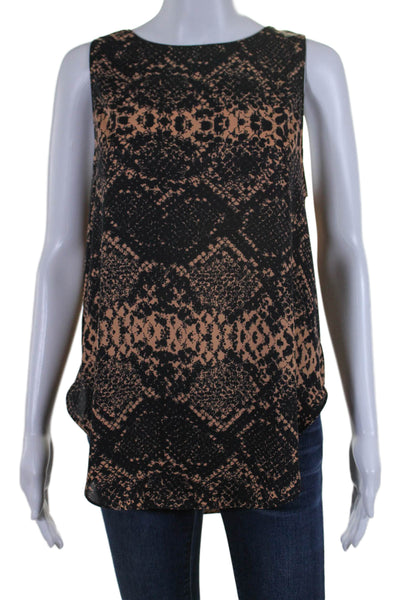 Amanda Uprichard Womens Brown Printed Open Back Sleeveless Blouse Top Size L