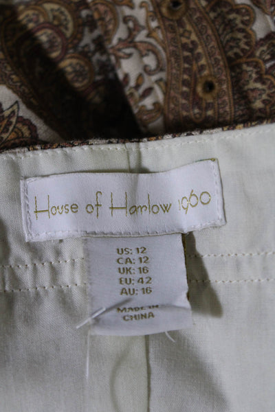 House of Harlow Womens Linen Square Neck Sleeveless Belt Romper Beige Size 12
