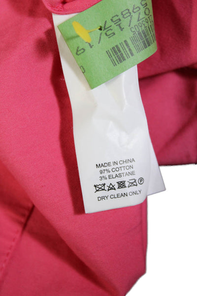 Kate Spade Womens Cotton Round Neck Back Buttoned Peplum Blouse Pink Size 12