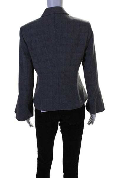 Tahari Arthur S. Levine Womens Plaid Two Button Blazer Gray Purple Size 6 Petite