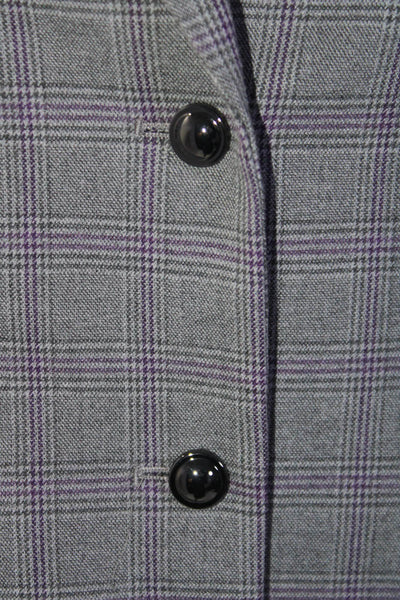 Tahari Arthur S. Levine Womens Plaid Two Button Blazer Gray Purple Size 6 Petite