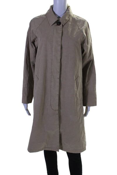 J Crew Womens Crew Neck Button Down Long Sleeves Coat Khaki Beige Size Small