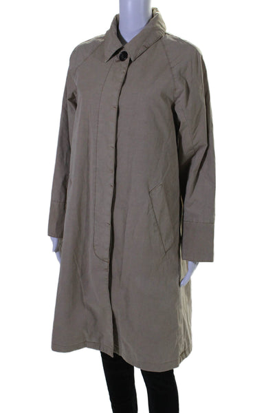 J Crew Womens Crew Neck Button Down Long Sleeves Coat Khaki Beige Size Small
