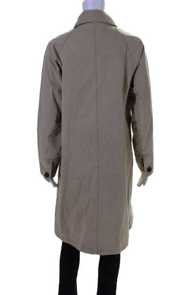 J Crew Womens Crew Neck Button Down Long Sleeves Coat Khaki Beige Size Small