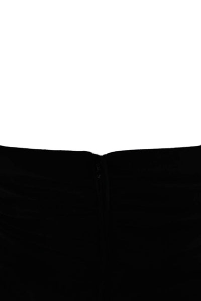 MNG Womens Back Zip Spaghetti Strap V Neck Ruched Mini Dress Black Size 4