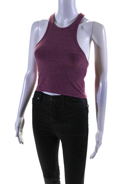 Beyond Yoga Womens Cross Strap Back Scoop Neck Cropped Tank Top Pink Size XS
