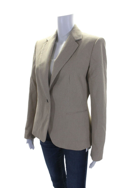 Zara Womens Single Button Long Sleeves Blazer Jacket Beige Black Size 4