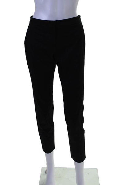 Theory Womens Cotton Zip Button Pleated Tapered Dress Pants Black Size 0