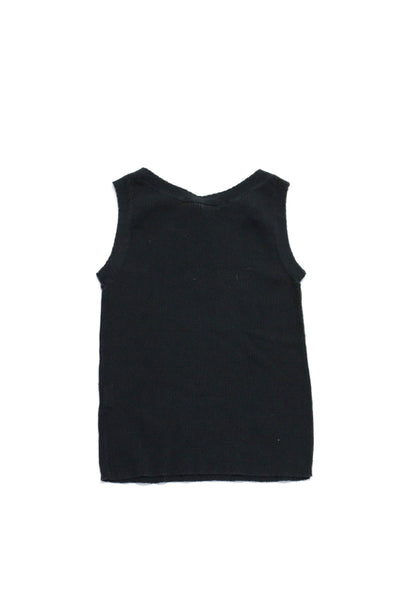 Bonpoint Girls Cotton Stretch Ribbed Round Neck Pullover Tank Top Gray Size 10